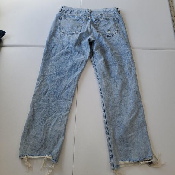 Nuuds Jeans Womens 29 Light Wash Curvy Straight Distressed Raw Hem High Rise - Picture 3 of 12